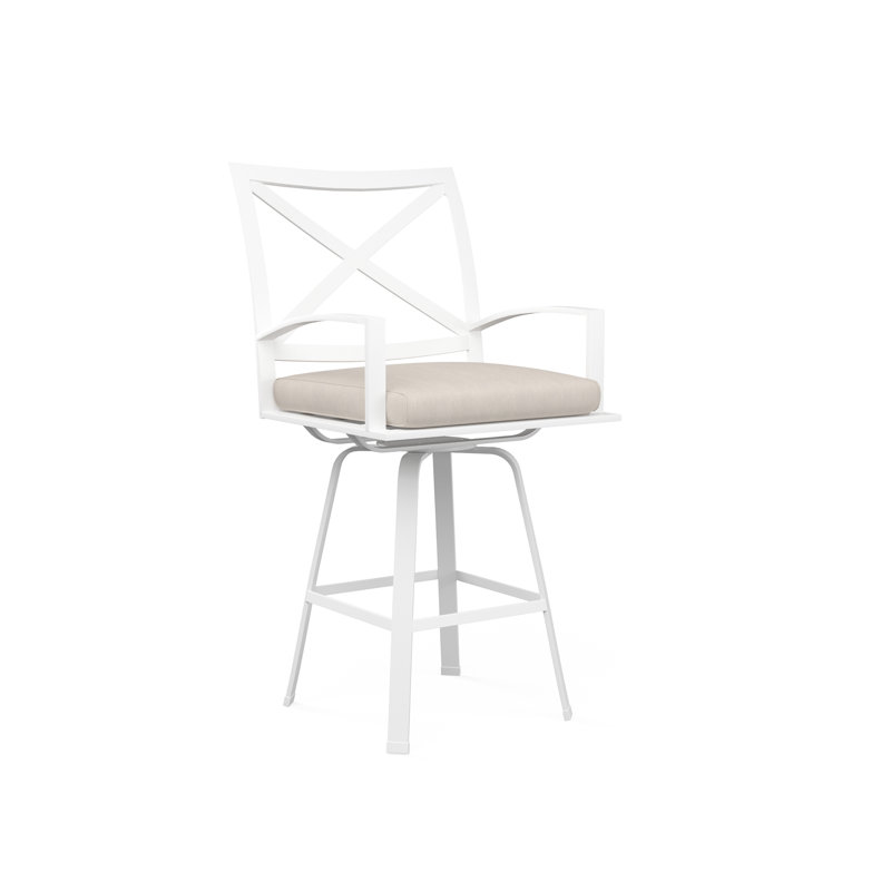 Tabouret de bar Bristol avec coussin Bristol, Tabouret de comptoir (siège d'une hauteur de 26 p, Toile granite Sunbrella®