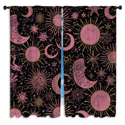 Rideaux de lune céleste et astrologique obscurcissant avec voilage céleste - 2 panneaux