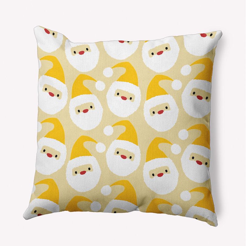 Coussin intérieur / extérieur Dancing Santas, H 16 po x l 16 po, Jaune