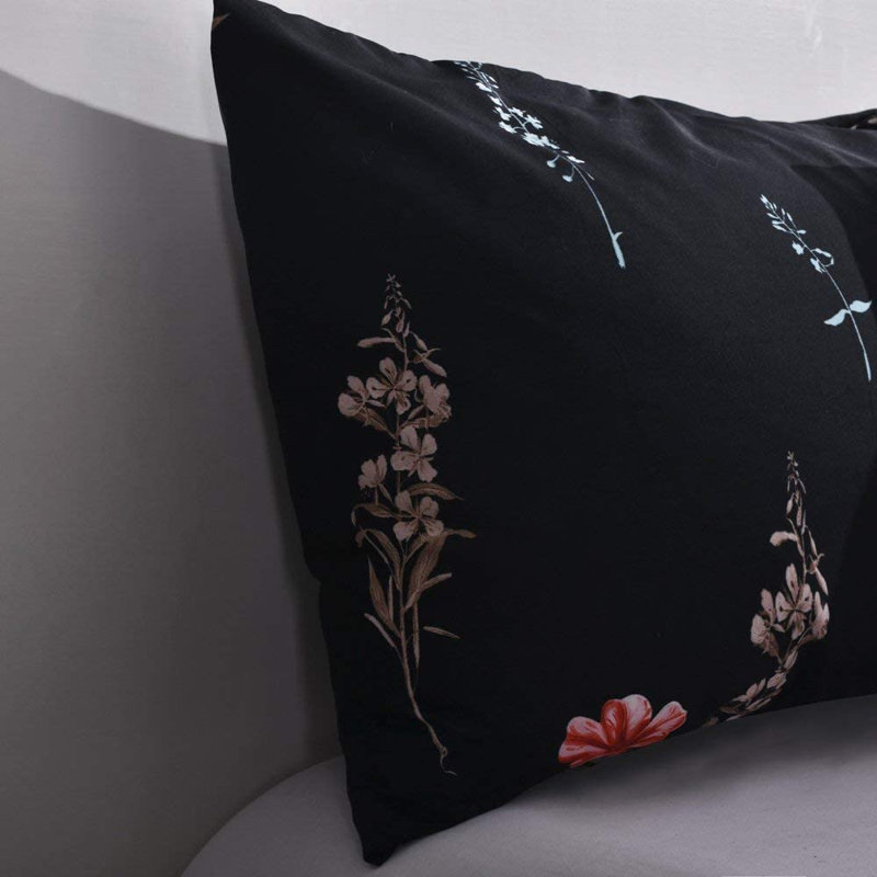 Ensemble de housse de couette en microfibre 3 pièces , Housse de couette très grand + 2 taies d'oreiller, Noir