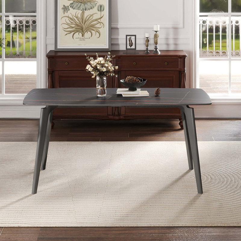 Table de salle à manger 62,99 po, Noir, Gris foncé