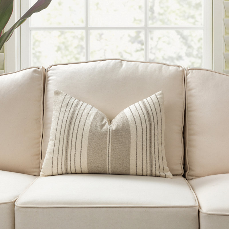 Housse et insert de coussin rectangulaire en mélange de coton Leiter, Mélange de duvet, gris