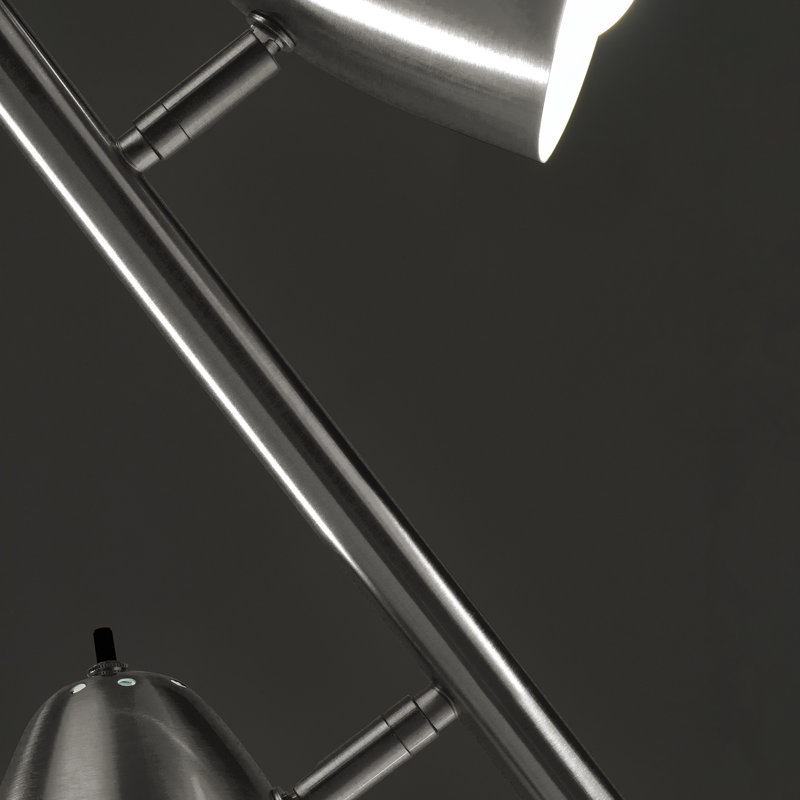 Jacob 64" Modern 3-Light Adjustable LED Floor Lamp with Silver Finish and Metal Cone Shades, Bulbs Included, Nickel