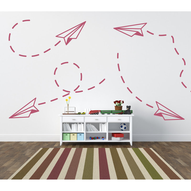 Adhésif décoratif papier avion, Rouge à lèvres, H 30 po x l 33 po x P 0,01 po