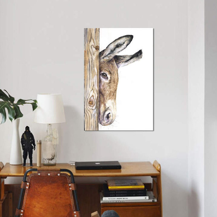 «Donkey on White», reproduction sur toile, H 12 po x l 8 po x P 0,75 po, Toile tendue, Pas de tapis