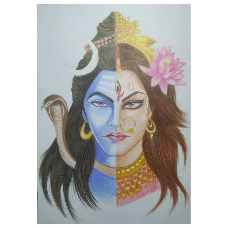 Ardhanarishvara | Couleur du crayon | Par Deepika