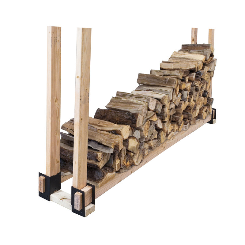 Heavy-Duty Black Steel Log Rack Brackets Set