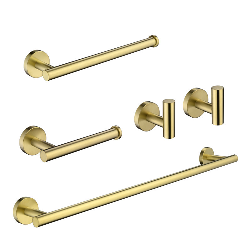 5 - Piece Bathroom Hardware Set, Gold