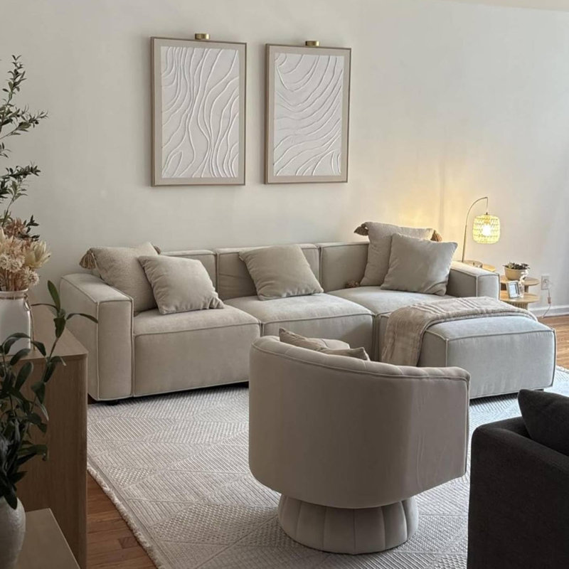 Ensemble de canapé modulaire Zola, en forme de L, crème Zola, L-Shaped