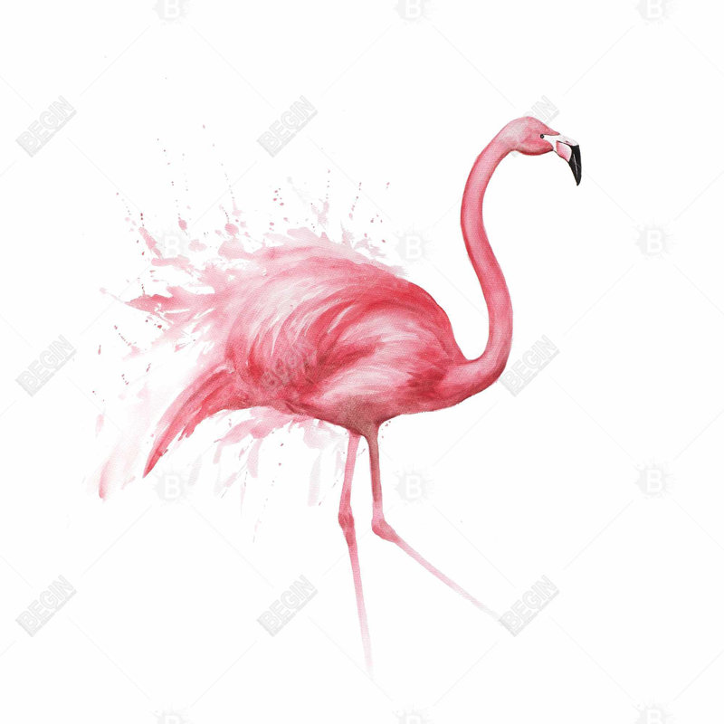 Aquarelle de flamant rose | Décoration de chambre à coucher - Art encadré