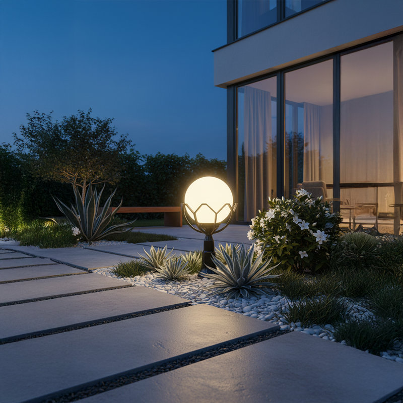 23.6'' Tall Globe Outdoor Floor Lamp