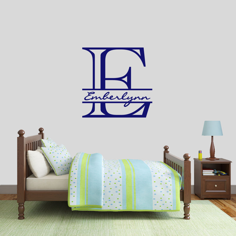Décalcomanie murale personnalisée avec nom de monogramme, Bleu marine, Oui