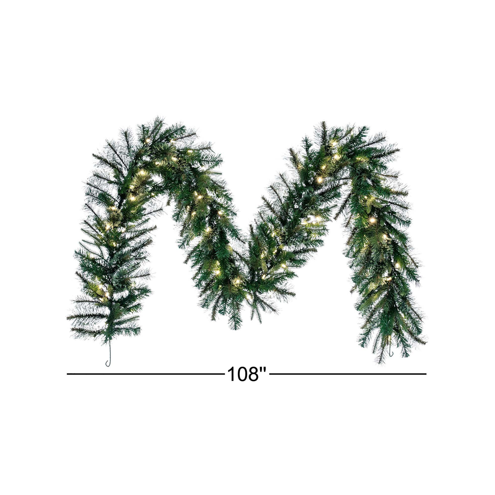 Pre-Lit Mixed Cashmere Pine Artificial Christmas Garland, Warm Clear