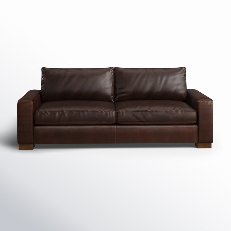 Jonie 91" Genuine Leather Sleeper Sofa, Bistro Rustic Genuine Leather
