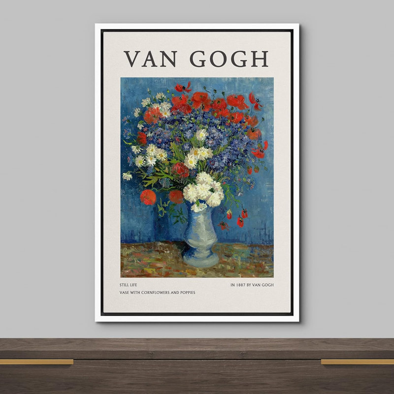 Fleurs de maïs et coquelicots, H 36 po x l 24 po x P 1,5 po, Blanc