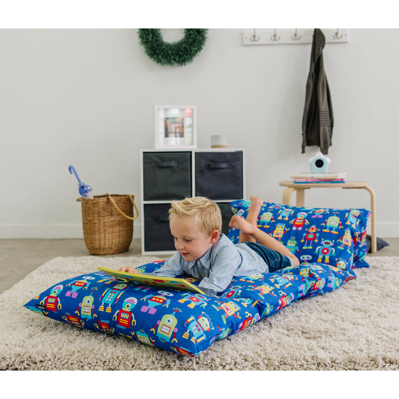 Blue Robots Cotton Polyester Kids Pillow Lounger
