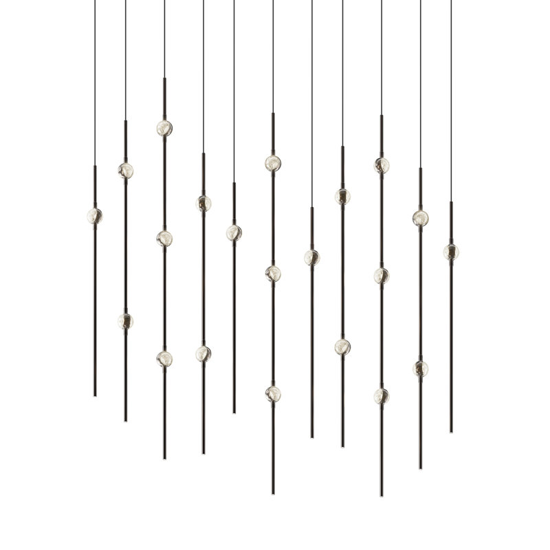 Constellation - Aries 36" Rectangle LED Pendant - Espresso Black Fixture - White Optical Acrylic Shade - 2200K - 120" Cable