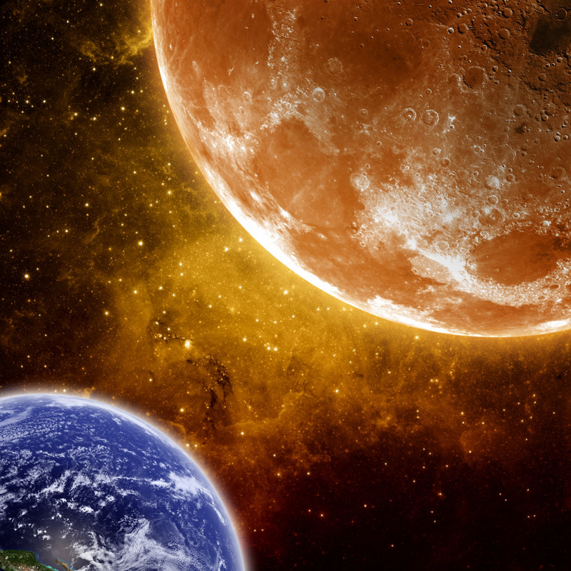 Earth and Moon - Photographie sur toile tendue, H 12 po x l 12 po