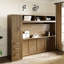 Lit double en bois antique avec garde-robe, tiroirs et espaces de rangement pratiques - Économie d'espace et tablettes polyvalentes de haute qualité