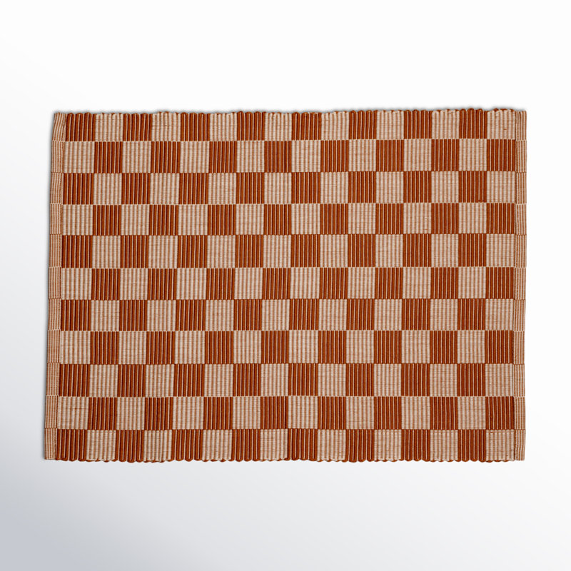 S/4 Handloomed Checkered Placemats, Brown