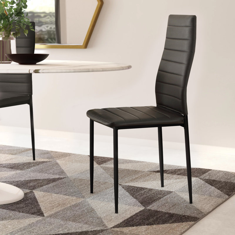 Antietam 18'' H Tufted Faux Leather Upholstered Side Chair, Black