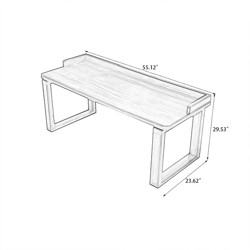 Bureau rectangulaire en bois massif brun noisette, H 29,53 po x l 55,12 po x P 23,62 po