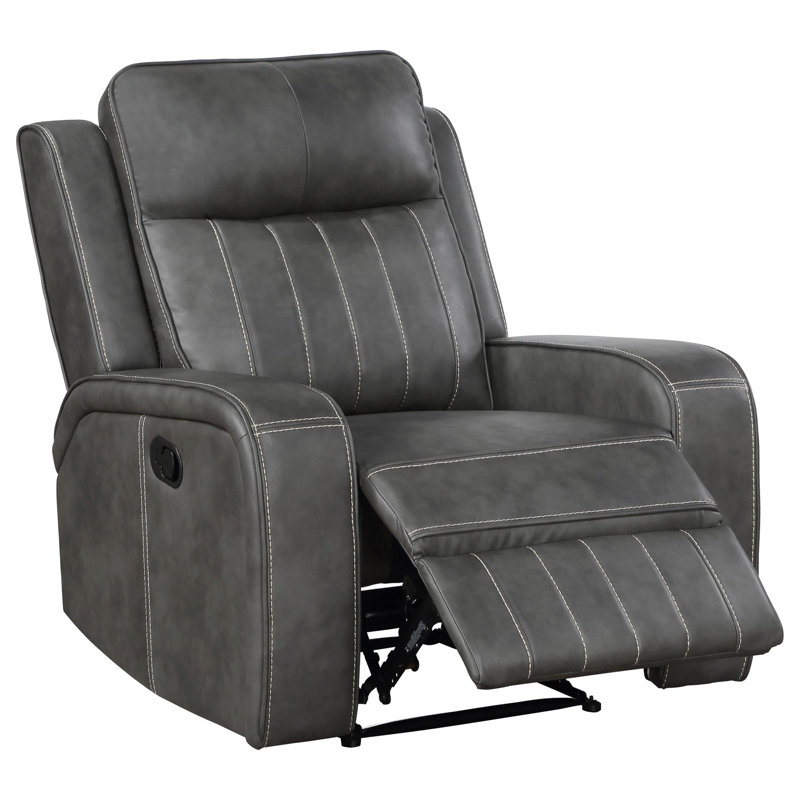 Whipple Upholstered Track Arm Recliner Grey