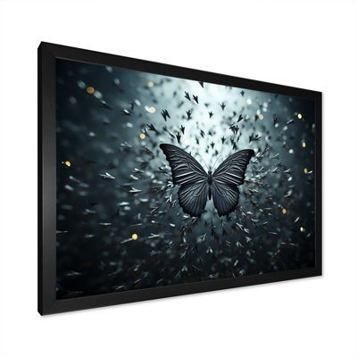 Tons gris anthracite profonds représentant des papillons I sur toile