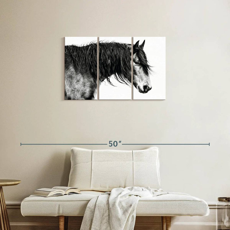 Portrait de cheval Brampt noir et blanc III, H 20 po x l 33 po