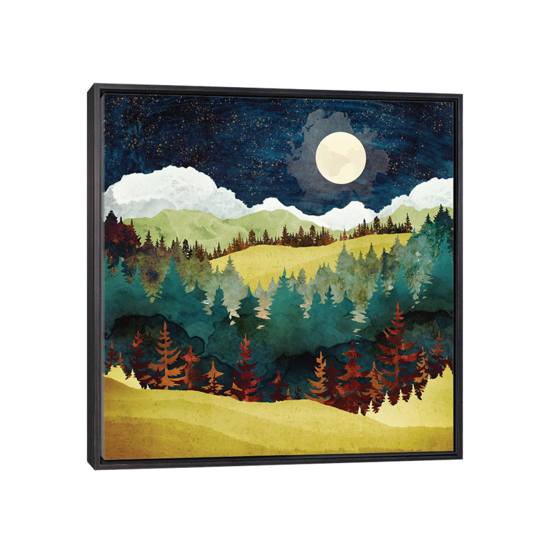 Lune d'automne - imprimé, H 18 po x l 18 po x 1,5 po, Cadre flottant noir patiné
