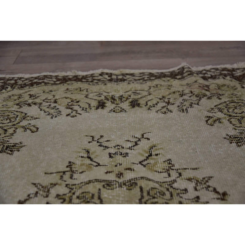 Tapis 3,7 pi x 7 pi, tapis moderne beige, tapis antique, tapis rétro, tapis tissé à plat, tapis turc