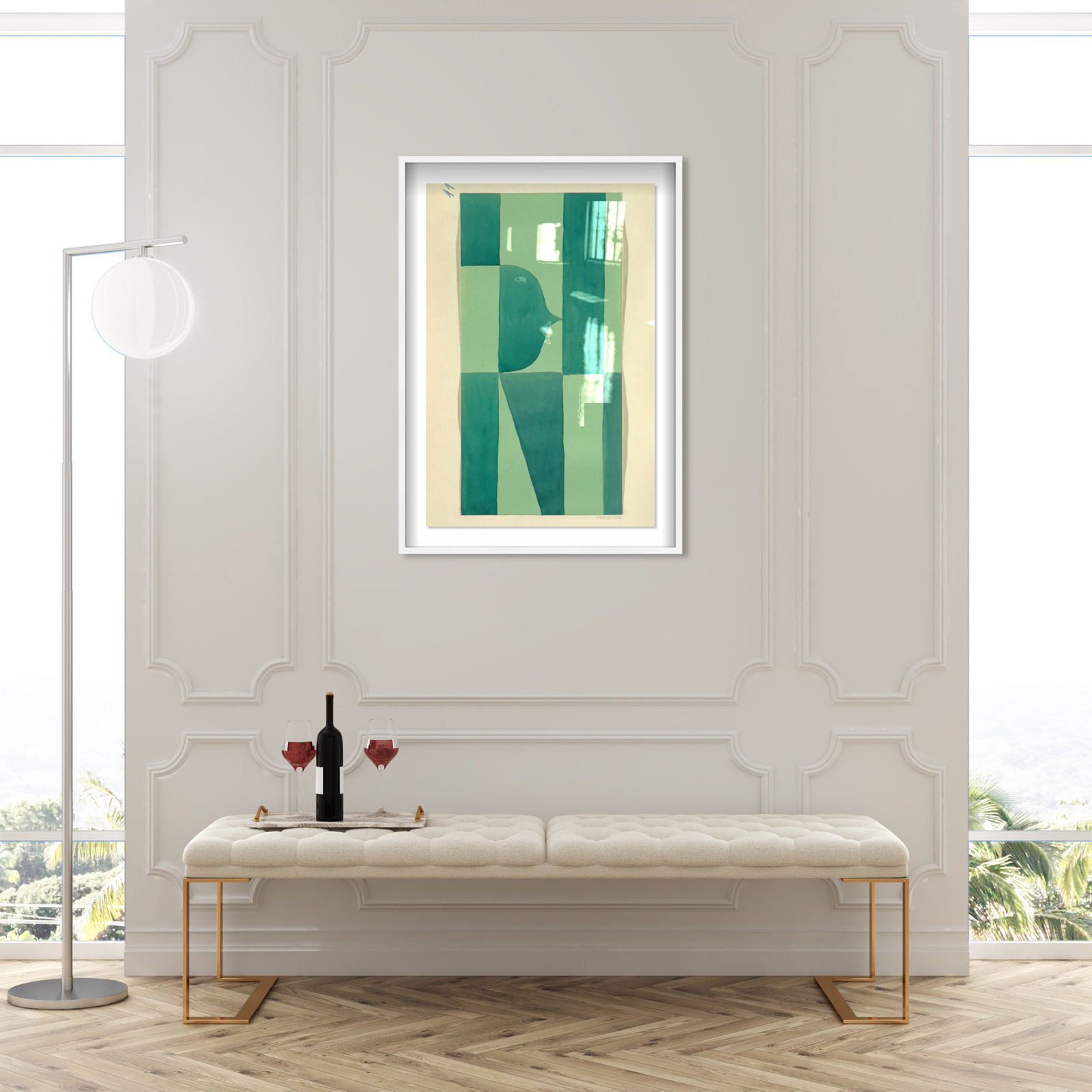 Erickson "Green Abstract" Print by Oliver Gal, 46" H x 31" W, White