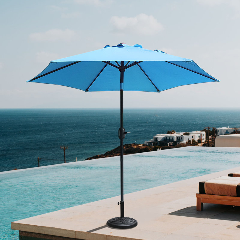 Netha 90'' Market Umbrella, Blue Polyester