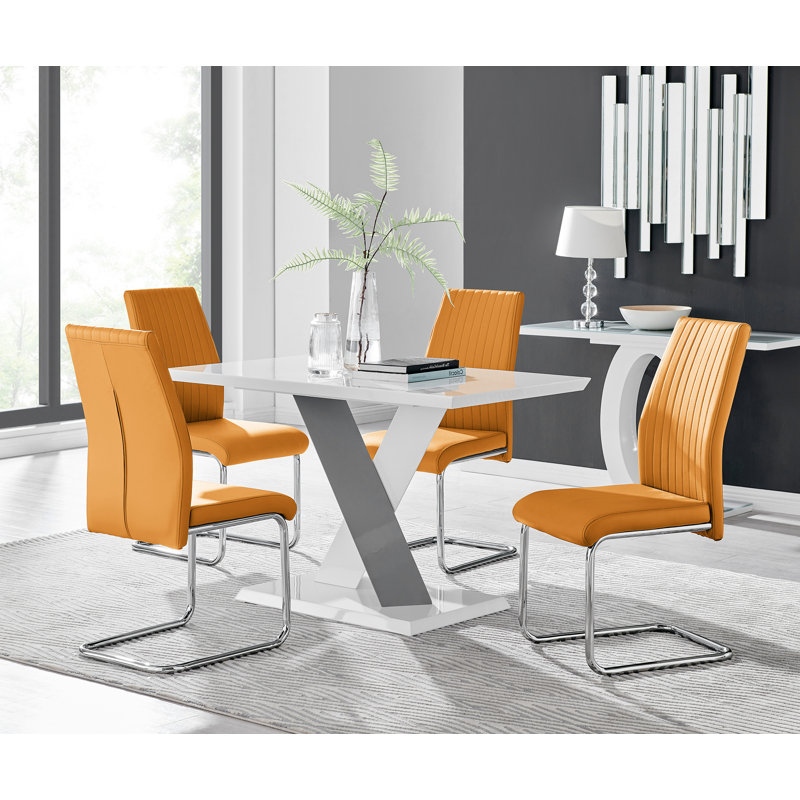 Eubanks 4 - Person Dining Set, Mustard