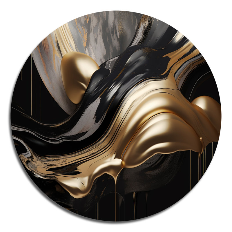 Captivating Marble II - Décoration murale abstraite sur métal, L 16 po x H 16 po, Doré