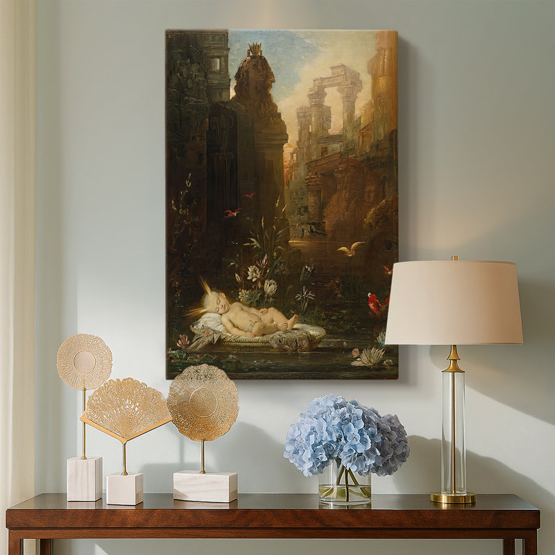 «The Infant Moses» - toile tendue par Gustave Moreau, 24 po x 36 po