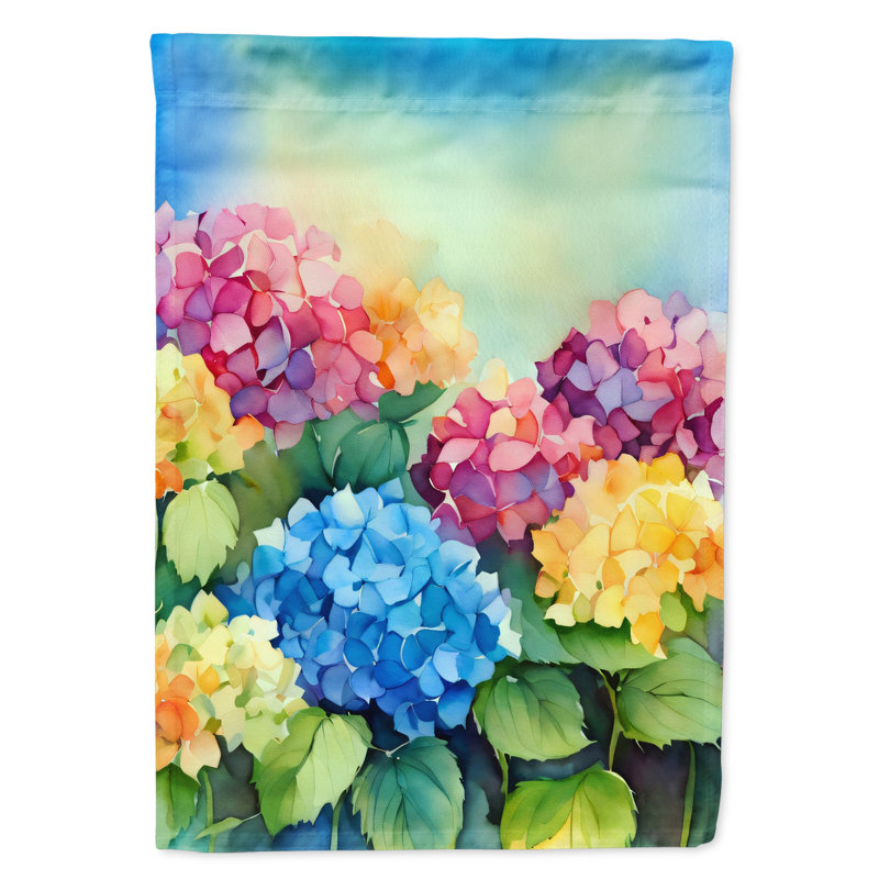 Hortensias dans le drapeau de la maison à l'aquarelle