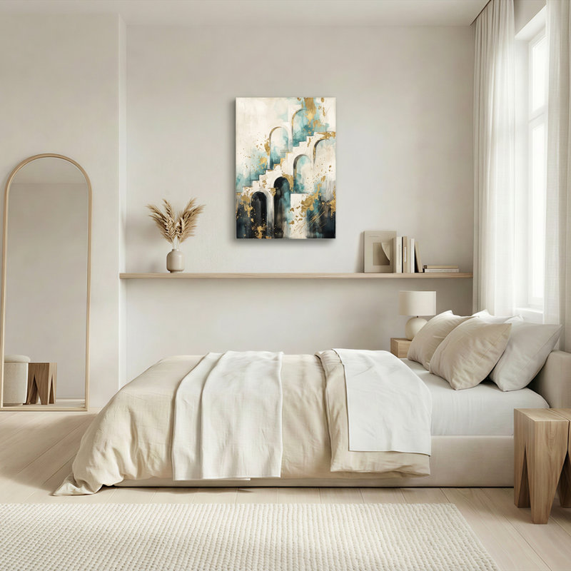 Ensemble de 1 toile murale abstraite d'architecture, 40"H x 28"W, Wrapped Canvas