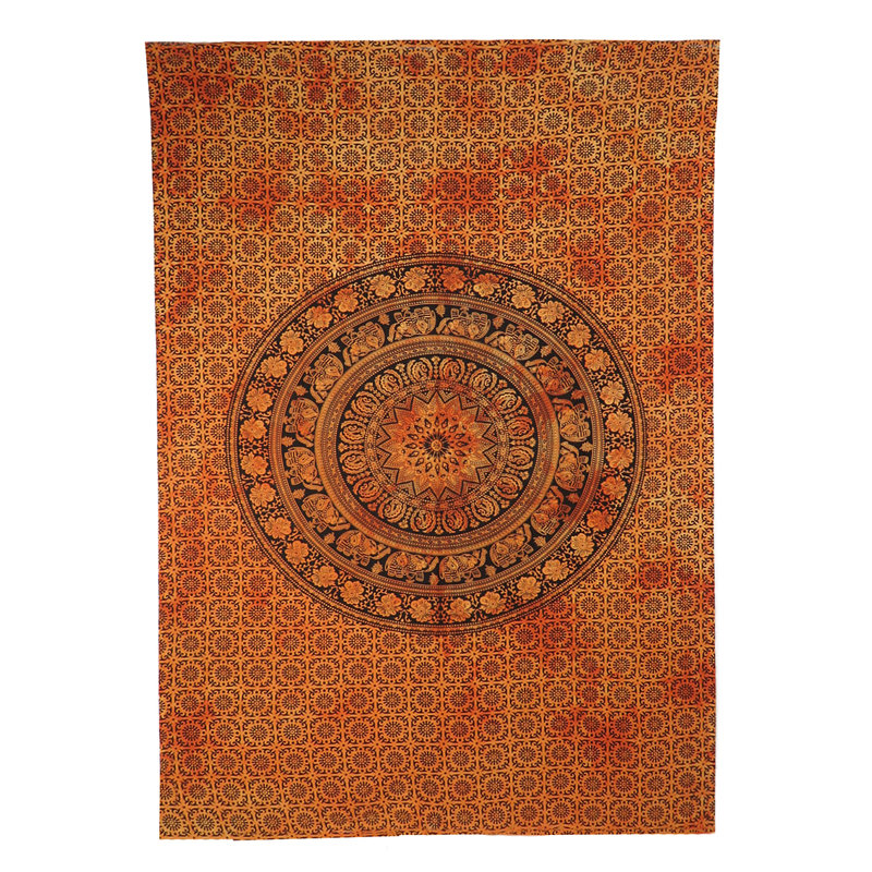 Tapisserie bohémienne en coton, Rouille / orange