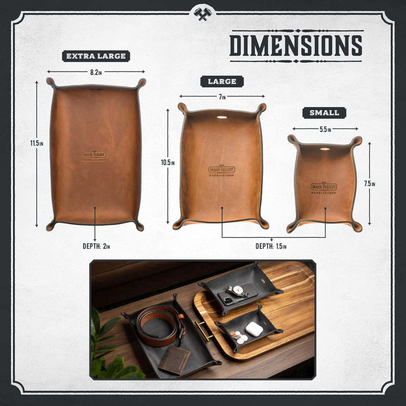 Street Forge Leather Valet Tray– Rustic EDC Organizer For Keys, Phone & Wallet