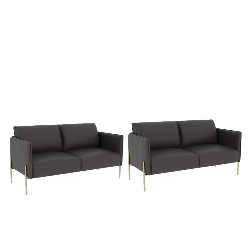 Ensemble de 2 bancs rembourrés en similicuir, Noir
