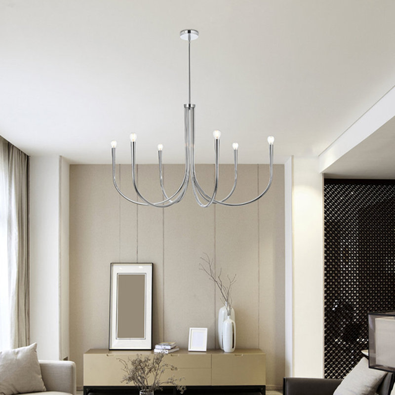 Catalena 6-Light Chandelier, H 25,6 po x l 42 po x P 42 po, Chrome