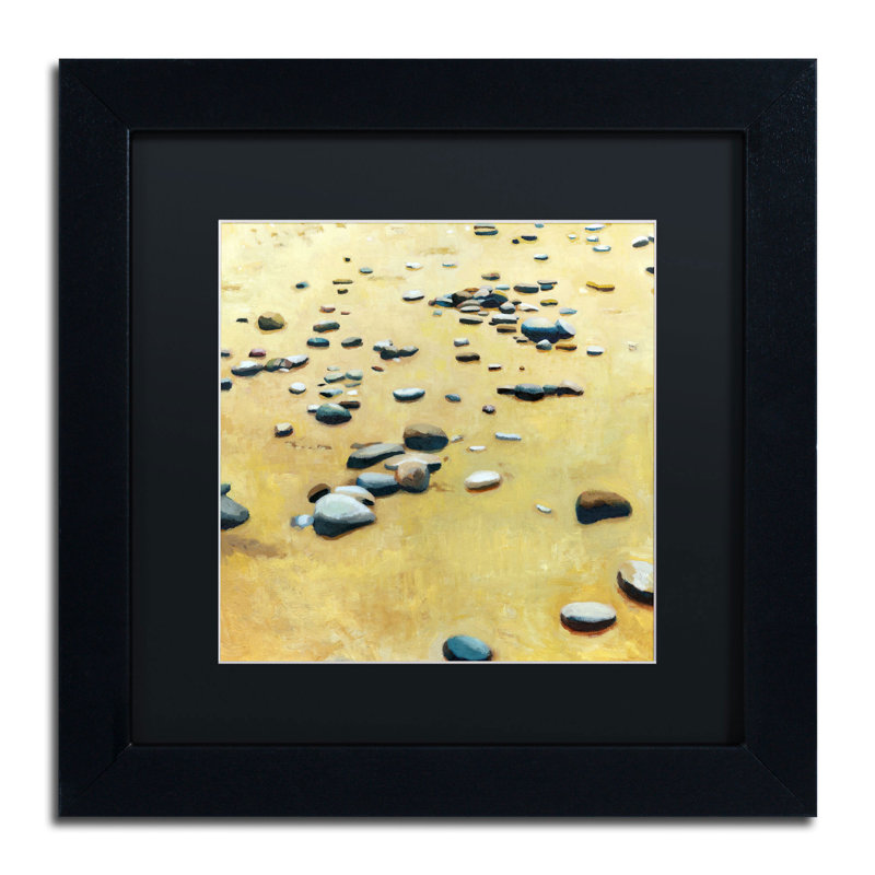 « pebbles on the beach » par michelle calkins, reproduction d’art encadrée, H 11 po x l 11 po, Noir