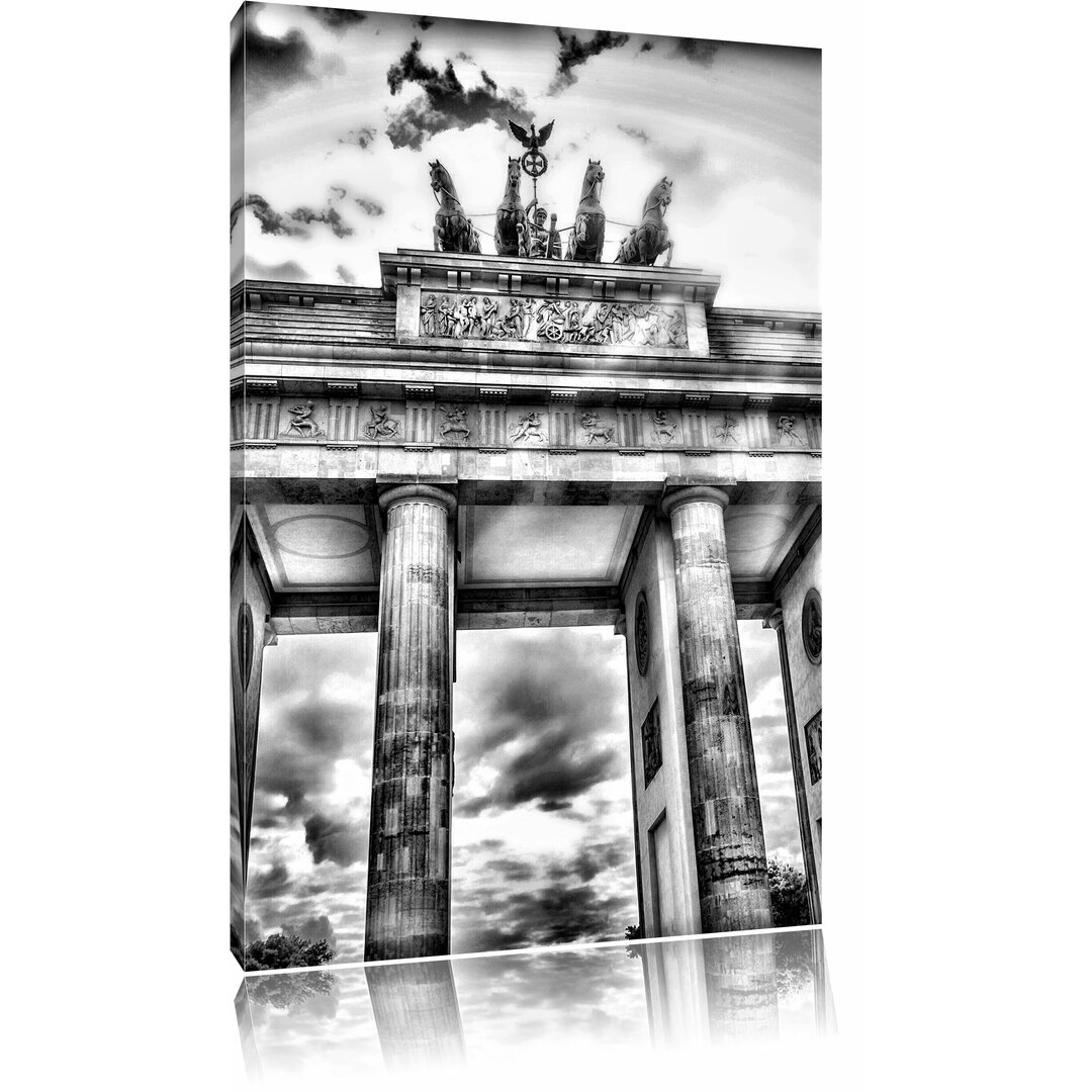 Leinwandbild Brandenburger Tor Berlin Deutschland Sehenswürdigkeit in Monochrom