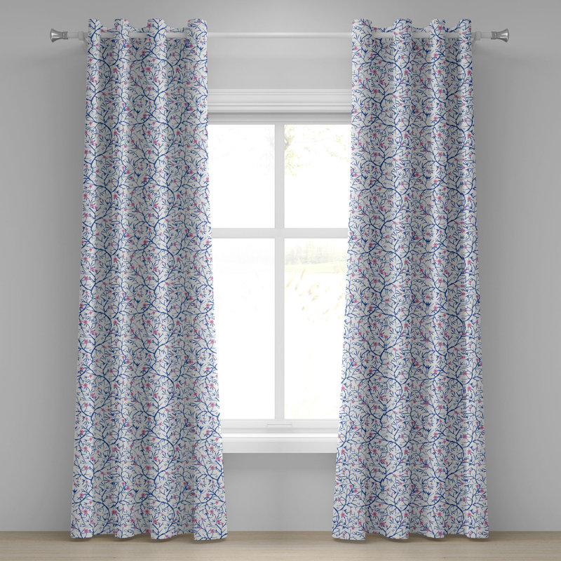 Rideaux décoratifs à 2 panneaux pour rideaux à œillets bleu marine et bleu foncé East Urban Home, L 50 po x L 120 po