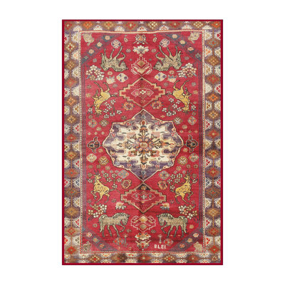Tapis jaune/rouge/noir clair traditionnel Bellingen