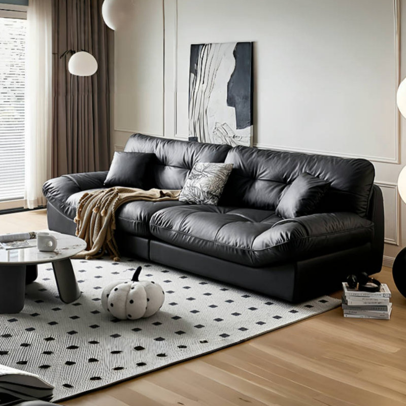 Black Straight Living Room Sofa