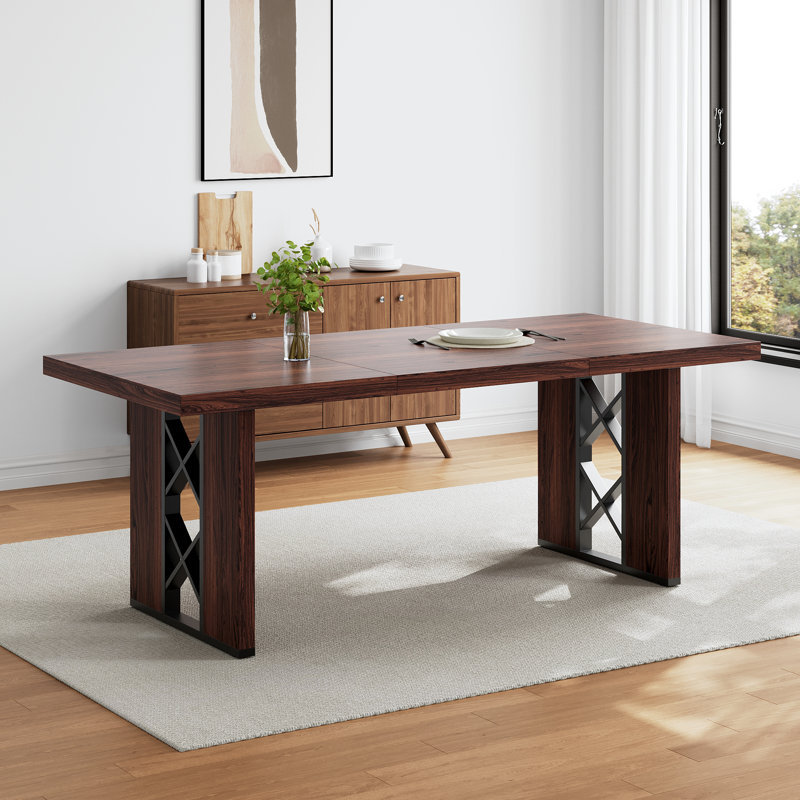 Rectangular Kitchen Dining Table For 6-8 People, Modern Farmhouse Style Dining Table, Suitable For Restaurants, Kitchens, And Living Rooms.
