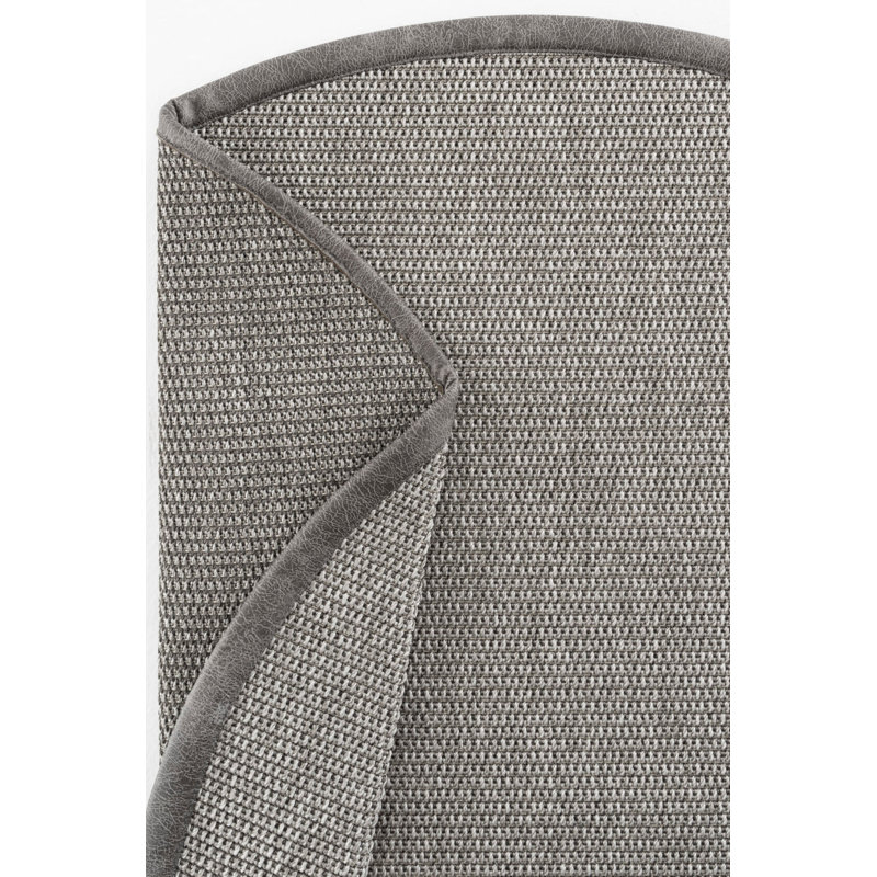 Tapis en sisal rond en cuir Medda, Rond 2 pi 8 po