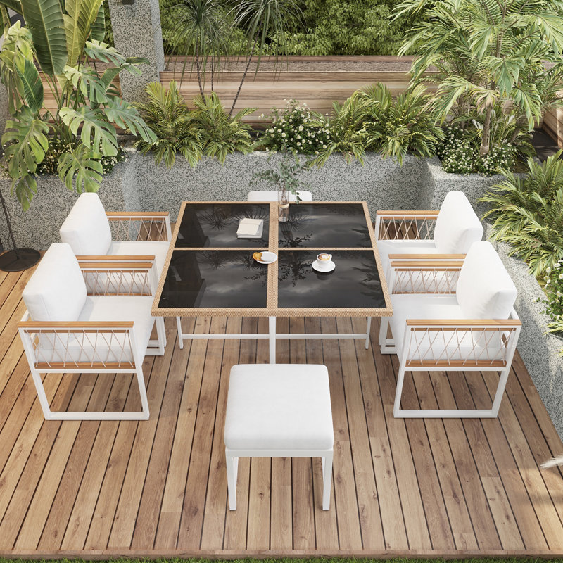 6 - Person Patio Dining Set with Square Table